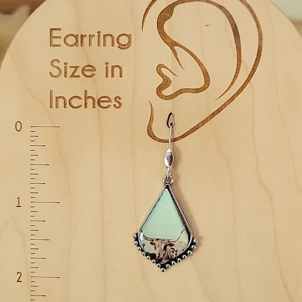 🔥LAST PAIR🔥 Texas Longhorn Drop Earrings - Picture 4 of 5